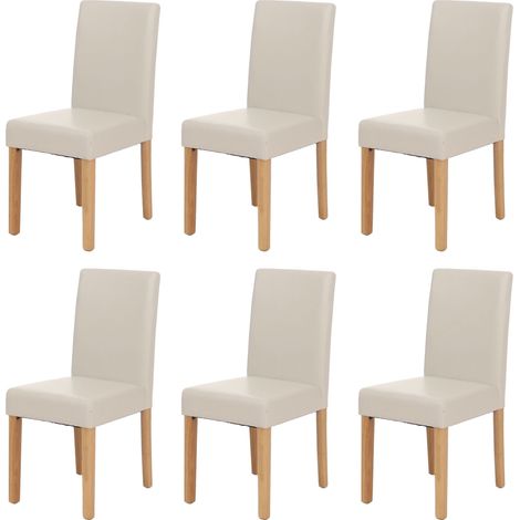 Set 6x sedie Littau ecopelle soggiorno cucina sala da pranzo 56x43x90cm bianco piedi chiari