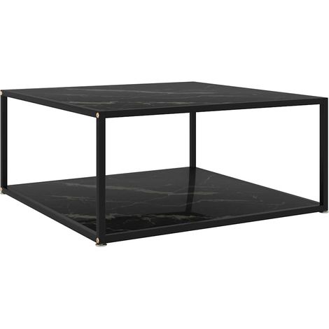 vidaXL Table basse Noir 80x80x35 cm Verre trempé (1/5)