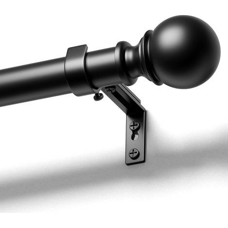 Tringle à rideaux ronde rétractable de 45 à 71 cm, diamètre 25 mm, avec supports, pour chambre et salon – Noir (1/5)