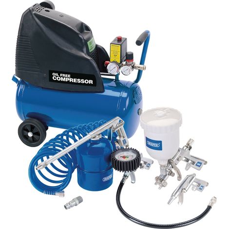 Draper Oil-Free 24L Compressor with 5-Piece Air Tool Kit (Model 25936) (1/5)