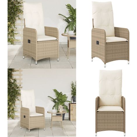 Gartensessel mit Kissen Verstellbar Beige Poly Rattan - Gartenstuhl - Relaxsessel - Loungesessel - Outdoor Möbel - Gartenmöbel - Home & Living (1/5)