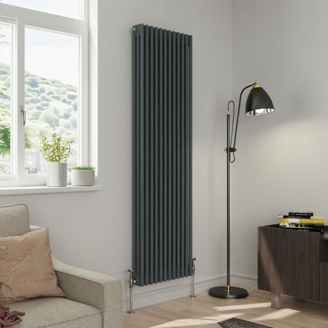 Warmehaus Traditional Triple Column Anthracite Radiator Cast Iron Style Radiators 1800x562mm