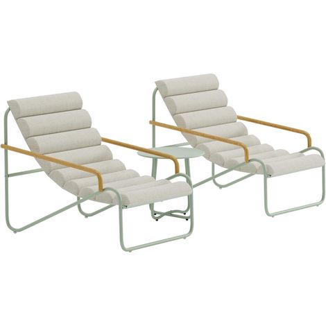 Salon de Jardin Lounge "Ithaka" 100cm Beige & Vert (1/3)