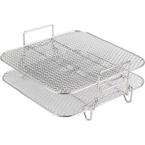 Grille double couche pour friteuse à air chaud, empilable, en acier inoxydable, compatible avec les friteuses à air chaud, fours et cuiseurs vapeur de 4,2 à 5,8 litres. (1/5)