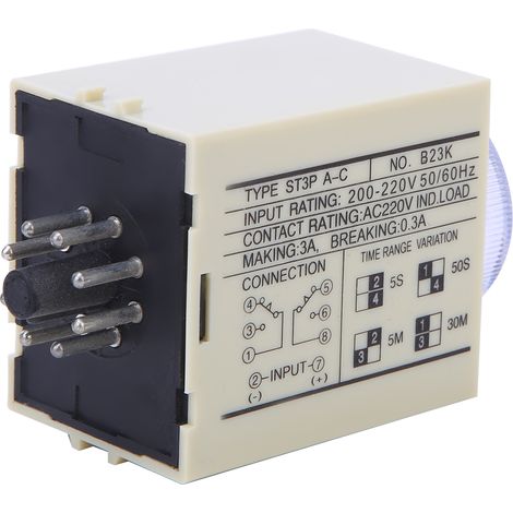 Relais temporisé à bouton réglable, contacts en alliage de haute qualité, boîtier en polycarbonate ST3PA C, 220 V CA, 50/60 Hz (1/5)