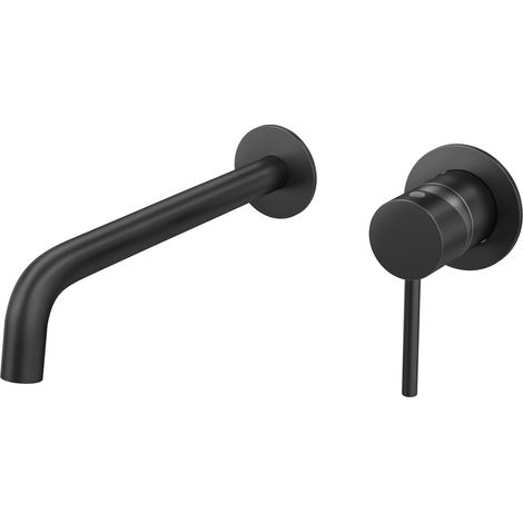 Grifo de lavabo empotrado negro mate 26 cm redondo Deva de Valaz (1/4)