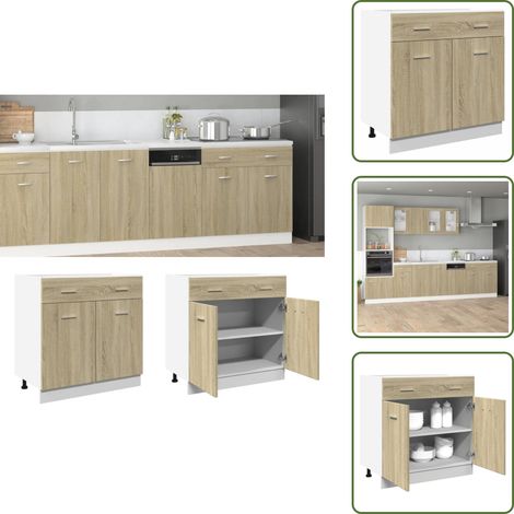 Schubunterschrank Sonoma-Eiche 80x46x81,5 cm Holzwerkstoff - Küchenunterschrank - Holzschrank - Untertischschrank - Eiche Dekor - Wohnzimmermöbel (1/5)