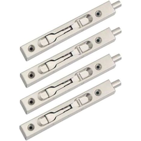 Paquet de 4 (2 paires) Verrou à glissière de verrou de pêne affleurant de porte, action de levier de sécurité de pêne dissimulé, pêne coulissant en acier inoxydable - (15 cm de longueur) (1/4)