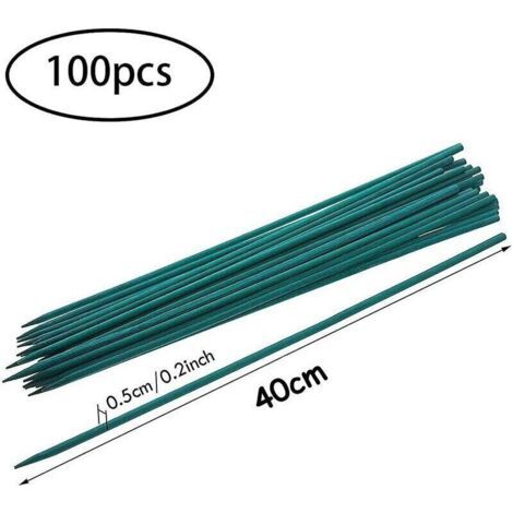 Tuteur pour plantes grimpantes en bois vert avec liens métalliques Support pour plantes (50 pièce)