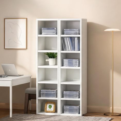 Tour de rangement moderne avec porte 12 compartiments blanc (1/5)