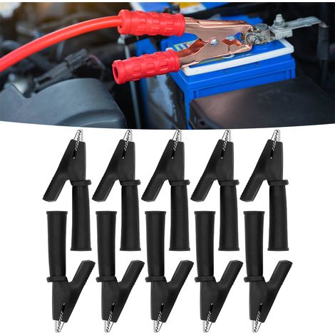 J.60048 Pince de test d'ouverture de 5 mm, pince crocodile, pince adaptateur d'ouverture de 5 mm avec prise jack de 4 mm à l'extrémité, vendue par paquets de 10, noire. (1/5)