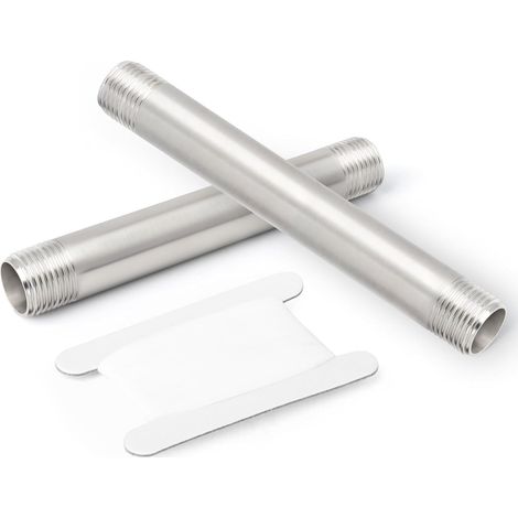 2 pièces de raccords tuyauterie en acier inoxydable, 1/2"FBSP x 1/2"FBSP, 50mm longueur, pour tuyaux fonte, l'eau, l'air et le gaz naturel 100mm Length 1/4"BSP(Mâle Mâle)) (1/5)