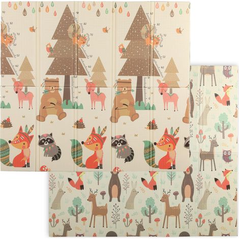 Tapis de jeu pour enfant bebe, tapis d'éveil bébé pliable épais réversible en mousse, 196 x 176 x 1,5 cm, multicolore (1/4)