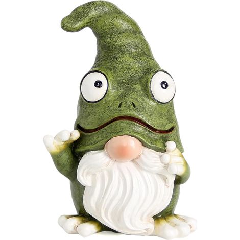 1 Statue nain grenouille, résine durable, imperméable, décoration jardin intérieur extérieur