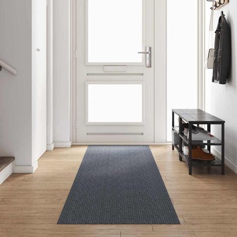 Teppichläufer Grau 80 x 400 cm Stoff