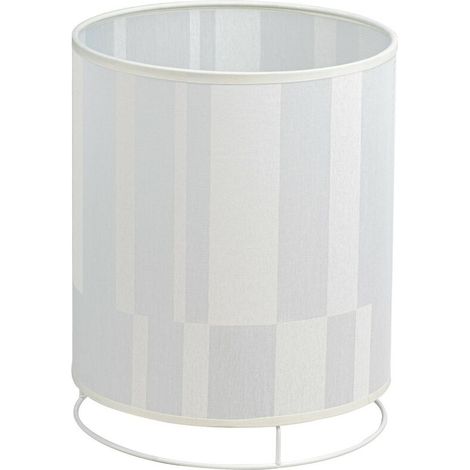 Lampe à poser blanche ACKERMAN Lanterne 25 cm avec abat-jour en coton blanc pour chevet ou salon (1/3)