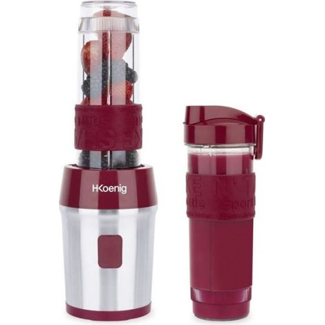 HKoenig SMOO10 Mixeur Portable pour Verre, Blender à Smoothie, Mixeur Américain pour Jus, Milkshakes, Smoothies, Capacité de 570 mL, 300 W, Inclut 2 Bouteilles de Sport Portables, Acier Inoxydable (1/5)