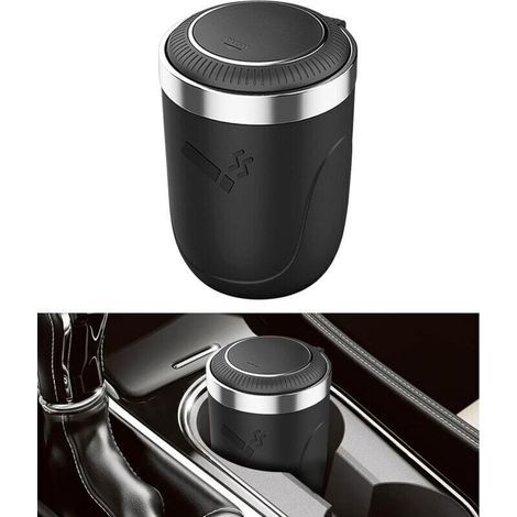 Cendrier Voiture,Cendrier Voiture Anti Odeur,Cendrier Avec Couvercle,Cendrier Voiture Led,Cendrier en Acier Inoxydable,Cendrier de Voiture,Convient aux de Pièces Automobiles(Schwarz) (1/4)