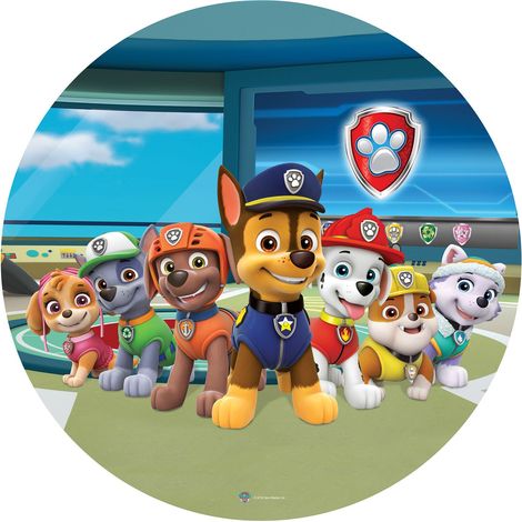 papier peint panoramique rond adhésif PAW Patrol - La Pat' Patrouille bleu, vert et rouge  - Sanders & Sanders (1/3)