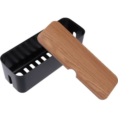 Organisateur de Câbles Polyvalent en Plastique Noir pour Rangement Boîte Aérée, Cache Cordons et Prises, Gestion Discrète du Bureau, Usage Maison et Appareils (1/5)