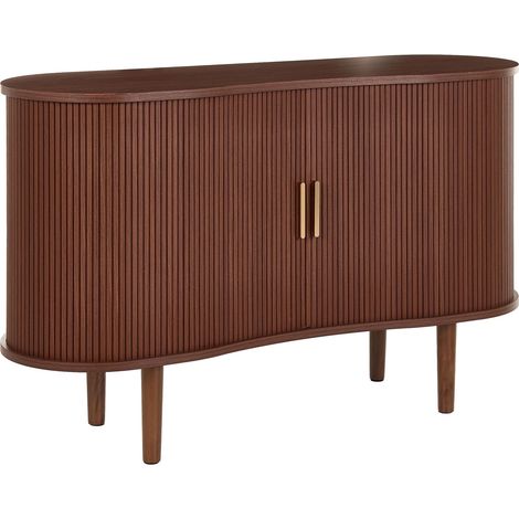 Credenza a 2 ante con vano portaoggetti in legno ingegnerizzato marrone scuro Laura (1/5)