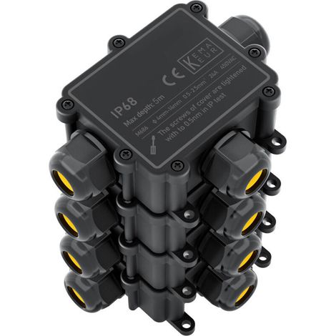 Boîte de dérivation étanche IP68 - Etanche Boîte de Jonction - Boîtier de raccordement électrique 3 voies pour câble de 4-14mm - Connecteurs de Câbles Étanches,Parfait pour câble extérieur,Noir(4pcs) (1/4)