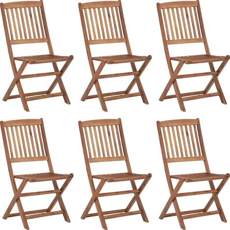 Lot de 6 Chaises de jardin pliables - Chaise d'extérieur pour terrasse/jardin Bois d'acacia solide BV911576 - BonneVie (1/5)