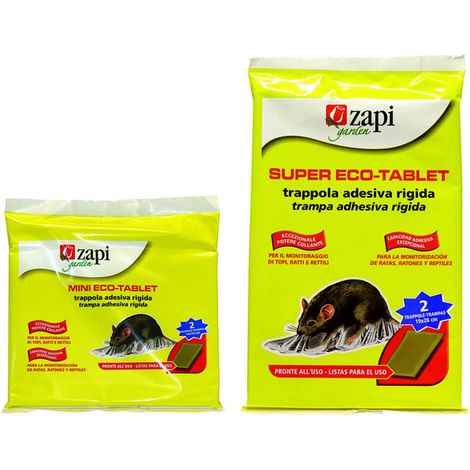 Colla Per Topi Su Tavoletta Eco-Tablet - MINI, busta con 2 tavolette adesive da cm.14x19 - 24 pz