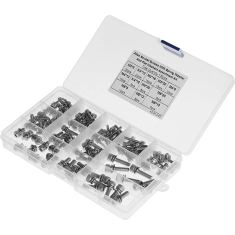 Kit d'assortiment de 136 vis à six pans creux en acier inoxydable (M3, M4, M5)