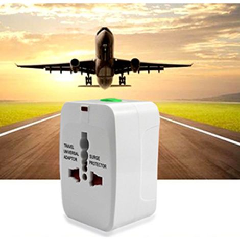 Universeller Reiseadapter 1500 W, 2 USB-Anschlüsse, kindersicher, multifunktionaler internationaler Steckeradapter, Wandladegerät 100–250 V (1/5)