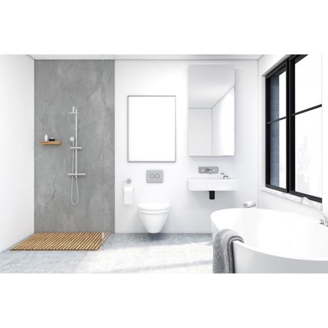 Roth – Panneau mural de douche 100x255cm en alu-composite aspect béton anthracite – Résistant à l'abrasion – SKU 1420000026