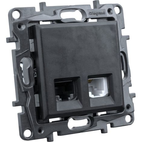 Prise téléphonique pour ordinateur RJ45 RJ11 réseau noir (1/5)