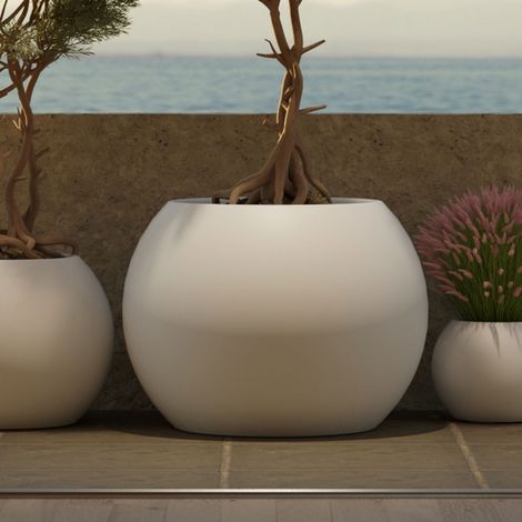 Pot rond pour plantes et fleurs en polyéthylène ø68x50 cm – Très résistant aux UV – Pour intérieur et extérieur – Couleur bronze