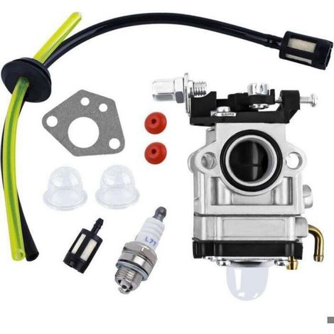 Carburateur débroussailleuse - - Kit complet avec joint, tuyau, bougie d'allumage et filtre à essence (1/4)