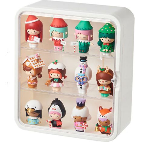 Transparente Aufbewahrungsbox für Figuren und Spielzeug mit weißem Staubschutzdeckel (1/5)