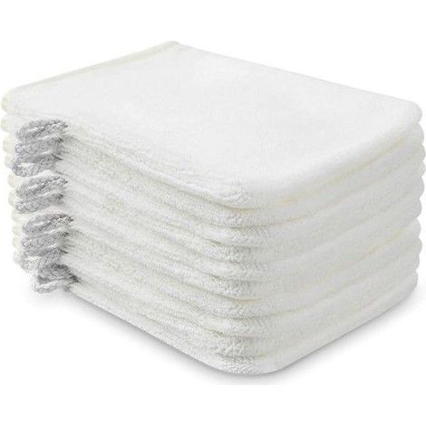 Carivent Lot de 10 Gants de Toilette Microfibre (Blanc) Taille 15 x 21 cm, Gants de Bain de Tissu éponge (1/5)