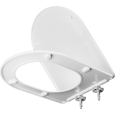 CECIPA Max Sedile WC universale con chiusura ammortizzata, Copriwater Sgancio Rapidocon con coperchio, Facile da pulire, Antibatterico, in PP Bianco