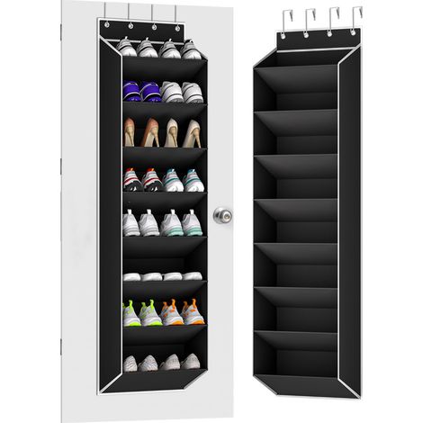 LEDANDER Rangement à chaussures à suspendre pour porte de placard pouvant accueillir 16 à24 paires de chaussures rangement profond pour baskets et bottes noir (1/5)