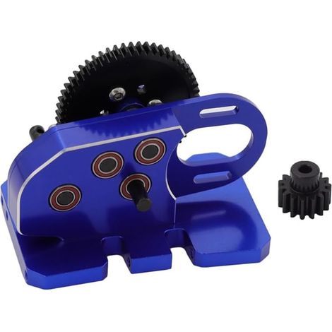 Boîte de Transmission Centrale à 2 Vitesses CNC Basses avec Engrenage D'Overdrive pour LCG 1/10 RC Crawler SCX10 III 90046 TRX4 Bleu (1/5)