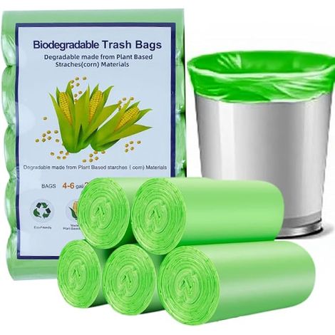 100 sacs poubelle biodégradables 15L-20L,Sacs poubelle pour bac à compost 100 sacs poubelle alimentaires de cuisine biodégradables et sacs poubelle biodégradables pour la cuisine (1/5)