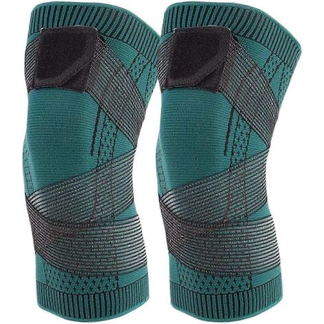 Genouillère de sport élastique et respirante en nylon pour le fitness et la course à pied (Vert XL) (1/4)