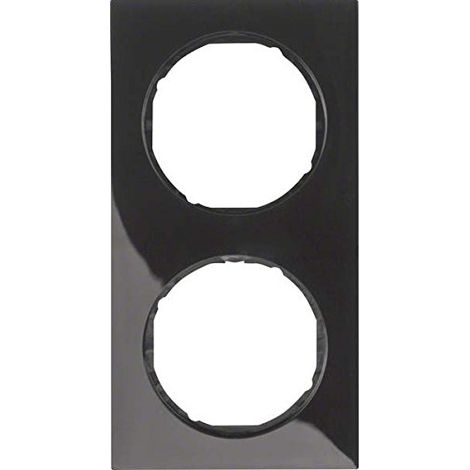 Marco 2 elementos Berker By Hager 10122245 serie R3 Negro Brillo