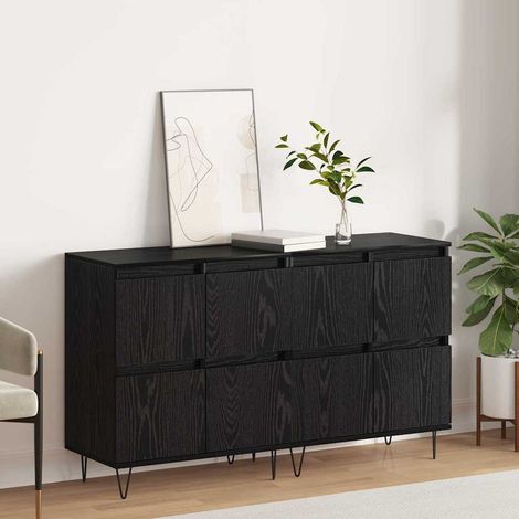 Buffets 2 pcs-Lot de 2 Meuble de rangement Chêne noir 120 x 35 x 70 cm Bois d'ingénierie 565169 (1/5)