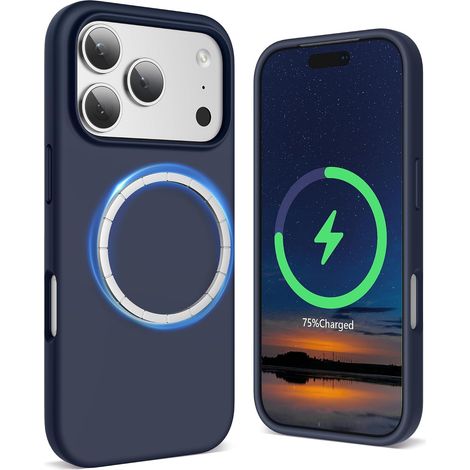 Coque pour iPhone 18 Pro 6.3" en Silicone Liquide- Bleu Nuit (1/5)