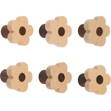Maniglie in legno di faggio a forma di fiore – Set da 6 pezzi con viti e distanziali inclusi