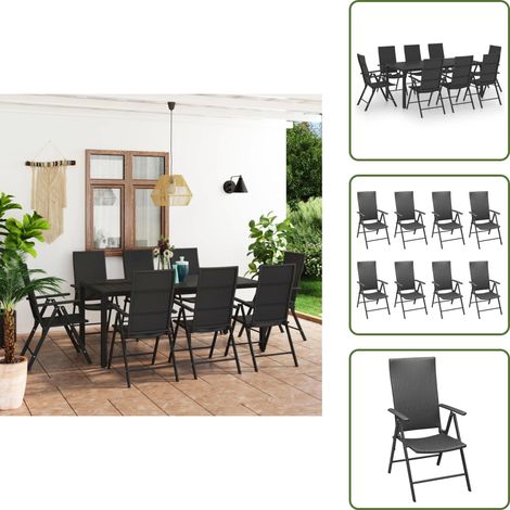 9-tlg. Garten-Essgruppe Schwarz - Gartensessel - Gartentisch - Rattan Gartenmöbel - Outdoor Möbel - Gartenmöbel Set (1/5)