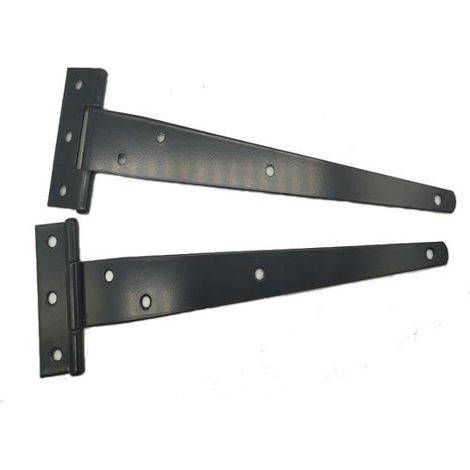 Lot de 4 charnières en T de 15,2 cm pour porte en bois, charnières noires extérieures en métal noir, vis de charnière en T robustes pour portes de hangar de clôture de fenêtre (1/5)