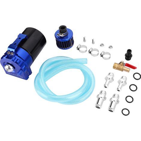 300 ml Ölabscheider für Motoren, Entlüftungsbehälter, Luftfilter, Ölfilterzubehör, Universal (Schwarz/Blau) (1/5)