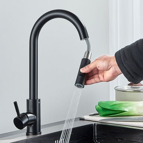 Küchenarmatur, Auszieh-Küchenarmatur, 360° schwenkbare Spültischarmatur mit Ausziehbrause, Einhebelmischer, Küchenarmatur aus Messing - RAPANDA (1/5)