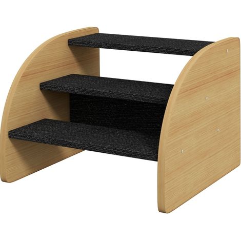 CHICFURN Scala per cane piccolo 3 gradini 38,5x38,5x30 cm in legno rovere e nero per divano (1/5)